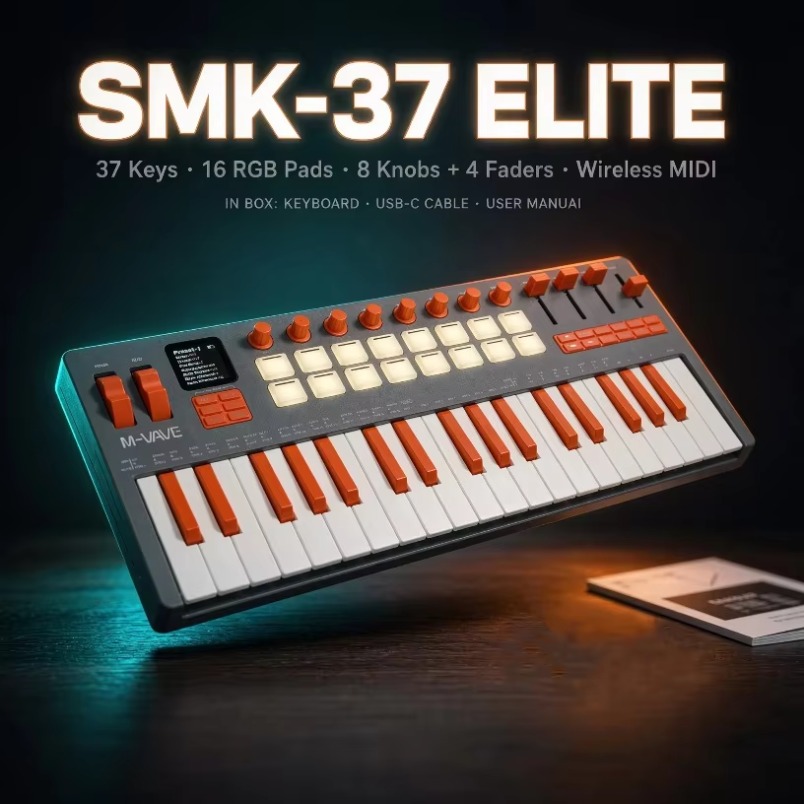 Midi Controller Pad - M-VAVE SMK-37 Elite MIDI Keyboard 37